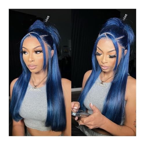 Human Hair Blaue Perücke, glatt, 13 x 4 Zoll, Lace-Front-Perücke, 20,3–66 cm, brasilianische gefärbte Echthaarperücken for Frauen, vorgezupft, transparente Lace-Frontalperücken Hair Extensions(10inche Human Hair Blaue Perücke, glatt, 13 x 4 Zoll, Lace-Front-Perücke, 20,3–66 cm, brasilianische gefärbte Echthaarperücken for Frauen, vorgezupft, transparente Lace-Frontalperücken Hair Extensions(10inche von QRSTUVXZY