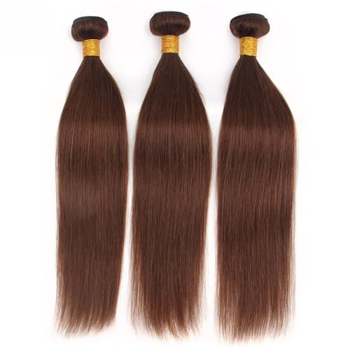 Human Hair Hellbraune, glatte Echthaarbündel, 20,3–81,3 cm, Echthaarverlängerungen for schwarze Frauen, 3 Bündel Hair Extensions(16 16 16) von QRSTUVXZY