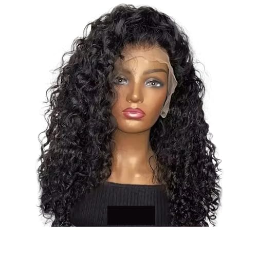 Lockige Echthaarperücken for Frauen, Wasserwelle, 13 x 6 Spitzenfront, tiefe Welle, 180 Dichte(20inch) von QRSTUVXZY