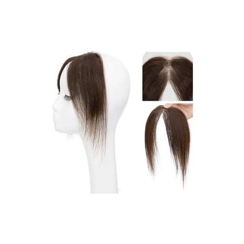 Natural Human Hair Bangs Side Fringe for Women Middle Part False Bangs Clip-in Extensions Invisible Hairpieces Human Hair Topper(Brown) von QRSTUVXZY