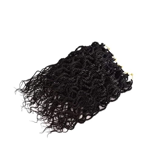 Pferdeschwanz Extensions 16 Zoll gewelltes Haar mit lockigen Enden, synthetische, natürliche, vorgedrehte Flechthaarverlängerungen for schwarze Frauen Ponytail Extension(1Pcs) von QRSTUVXZY