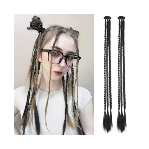 Pferdeschwanz Extensions 2 stücke Synthetische Zopf Clip in Haarverlängerungen Zöpfe Lange Pferdeschwanz Haarteile for Frauen Kinder Mädchen Täglichen Party Cosplay Ponytail Extension(Jet black) von QRSTUVXZY