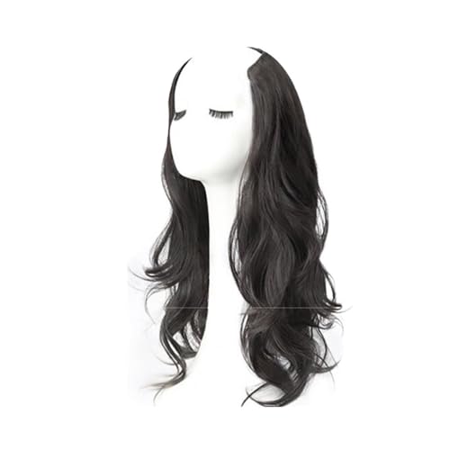 Pferdeschwanz Extensions 20 inch Synthetic Curly Invisible V-shaped Wig Clip in Extensions for Women One-piece Hair Extension Ponytail Extension(Brown Black) von QRSTUVXZY