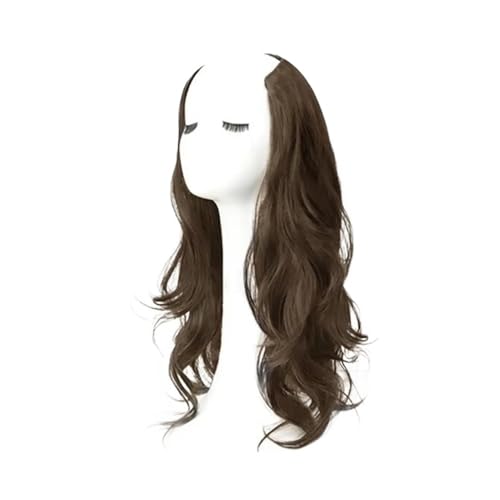 Pferdeschwanz Extensions 20 inch Synthetic Curly Invisible V-shaped Wig Clip in Extensions for Women One-piece Hair Extension Ponytail Extension(Light brown) von QRSTUVXZY