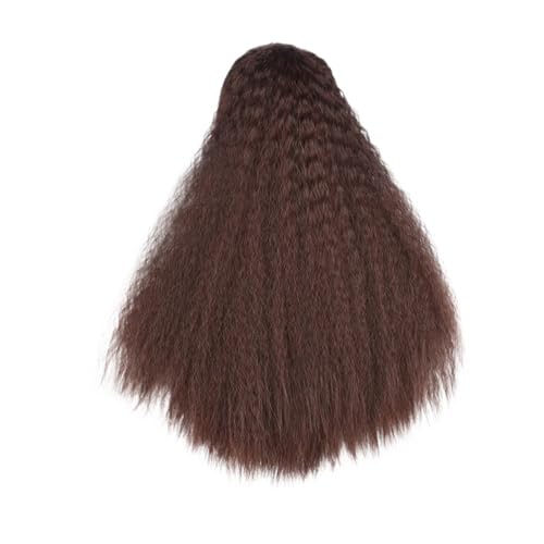 Pferdeschwanz Extensions 22 Zoll verworrener gerader Pferdeschwanz Haarverlängerung Clip for Frauen synthetischer schwarzer Afro-Pferdeschwanz Ponytail Extension(Brown) von QRSTUVXZY