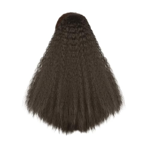 Pferdeschwanz Extensions 22 Zoll verworrener gerader Pferdeschwanz Haarverlängerung Clip for Frauen synthetischer schwarzer Afro-Pferdeschwanz Ponytail Extension(Dark brown) von QRSTUVXZY