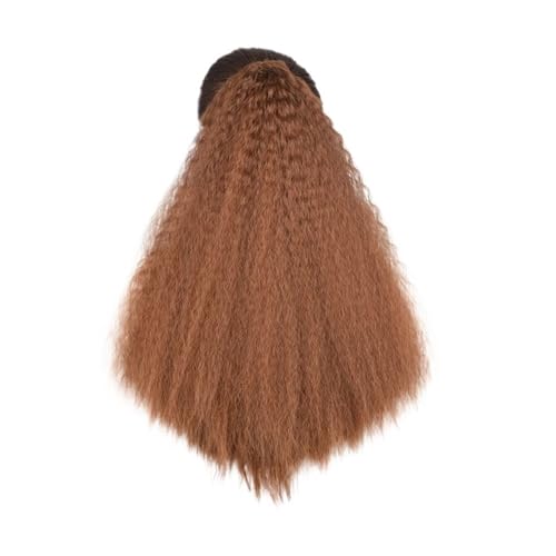 Pferdeschwanz Extensions 22 Zoll verworrener gerader Pferdeschwanz Haarverlängerung Clip for Frauen synthetischer schwarzer Afro-Pferdeschwanz Ponytail Extension(Red brown) von QRSTUVXZY