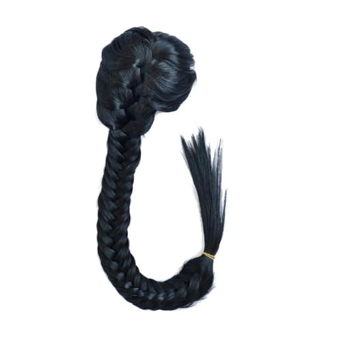 Pferdeschwanz Extensions 50 cm Synthetische Damen Gerade Fischschwanz Verlängerung Verstellbarer Kordelzug mit Zwei Clips Zopf Zopf Pferdeschwanz Extensions Ponytail Extension(Jet black) von QRSTUVXZY