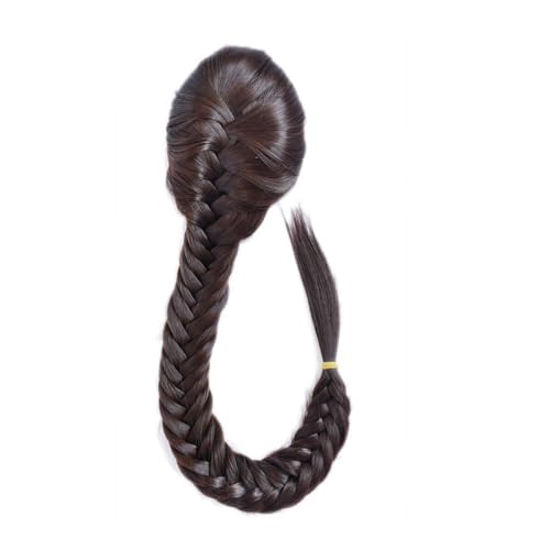 Pferdeschwanz Extensions 50 cm Synthetische Damen Gerade Fischschwanz Verlängerung Verstellbarer Kordelzug mit Zwei Clips Zopf Zopf Pferdeschwanz Extensions Ponytail Extension(Medium brown) von QRSTUVXZY