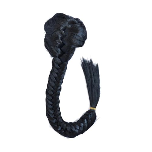 Pferdeschwanz Extensions 50 cm Synthetische Damen Gerade Fischschwanz Verlängerung Verstellbarer Kordelzug mit Zwei Clips Zopf Zopf Pferdeschwanz Extensions Ponytail Extension(Natural black) von QRSTUVXZY