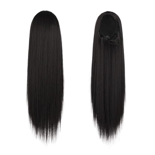 Pferdeschwanz Extensions Gerade Pferdeschwanz-Clip-Ins Echthaarverlängerung Pferdeschwanz-Clip-Ins Glattes Echthaar 24 26 Zoll for Mädchen Ponytail Extension(24inches) von QRSTUVXZY
