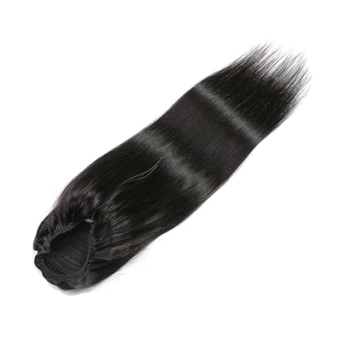 Pferdeschwanz Extensions Glatte Pferdeschwanz-Extensions aus Echthaar, Newmi, natürlicher schwarzer Pferdeschwanz mit Kordelzug, Echthaar-Extensions for Frauen Ponytail Extension(12inch) von QRSTUVXZY