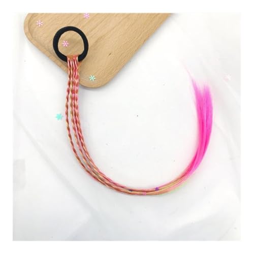 Pferdeschwanz Extensions Mädchen Bunte Perücken Pferdeschwanz Stirnbänder Gummibänder Schönheit Haarbänder Kopfbedeckungen Kinder Haar-Accessoires Kopfband Haarschmuck Ponytail Extension(Orange pink) von QRSTUVXZY