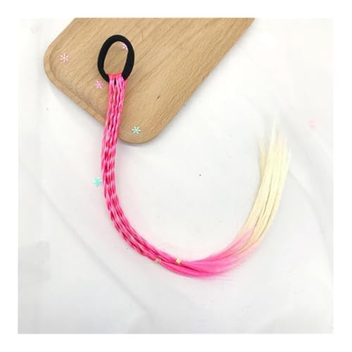 Pferdeschwanz Extensions Mädchen Bunte Perücken Pferdeschwanz Stirnbänder Gummibänder Schönheit Haarbänder Kopfbedeckungen Kinder Haar-Accessoires Kopfband Haarschmuck Ponytail Extension(Pink) von QRSTUVXZY
