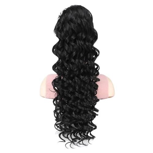 Pferdeschwanz Extensions Pferdeschwanz mit Kordelzug for schwarze Frauen, 61 cm, künstlicher Pferdeschwanz, gelockter Afro, synthetischer Clip-in-Pferdeschwanz for den täglichen Gebrauch auf Partys Po von QRSTUVXZY
