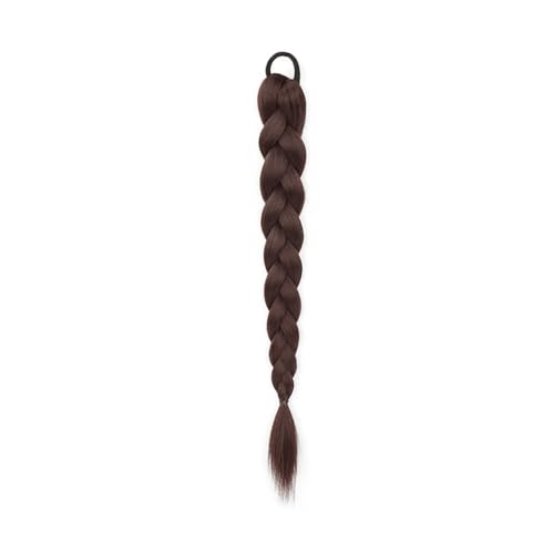 Pferdeschwanz Extensions Synthetische geflochtene Pferdeschwanz-Haarverlängerung mit Gummiband, Boxzöpfe for Frauen, Haar-Accessoires, lange schwarze Zöpfe Ponytail Extension(1pc,Dark brown) von QRSTUVXZY