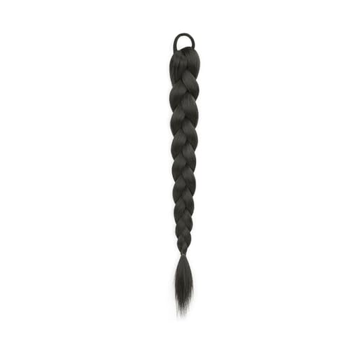 Pferdeschwanz Extensions Synthetische geflochtene Pferdeschwanz-Haarverlängerung mit Gummiband, Boxzöpfe for Frauen, Haar-Accessoires, lange schwarze Zöpfe Ponytail Extension(2 pcs,Brown Black) von QRSTUVXZY