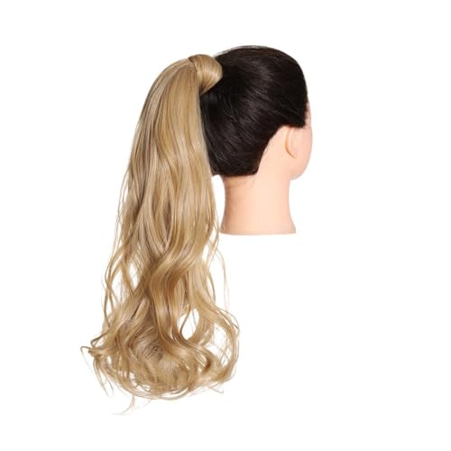 Pferdeschwanz Extensions Synthetische lange, natürlich gewellte Pferdeschwanz-Haarverlängerung for Frauen, hitzebeständige Clip-in-Pferdeschwanz-Haarteile for Umwickeln Ponytail Extension(California B von QRSTUVXZY