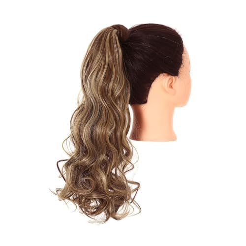 Pferdeschwanz Extensions Synthetische lange, natürlich gewellte Pferdeschwanz-Haarverlängerung for Frauen, hitzebeständige Clip-in-Pferdeschwanz-Haarteile for Umwickeln Ponytail Extension(10H24B) von QRSTUVXZY