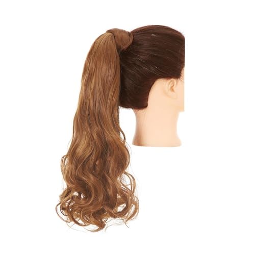 Pferdeschwanz Extensions Synthetische lange, natürlich gewellte Pferdeschwanz-Haarverlängerung for Frauen, hitzebeständige Clip-in-Pferdeschwanz-Haarteile for Umwickeln Ponytail Extension(30 Copper Au von QRSTUVXZY