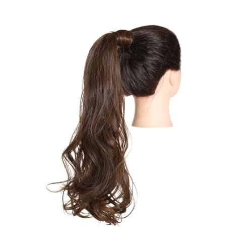 Pferdeschwanz Extensions Synthetische lange, natürlich gewellte Pferdeschwanz-Haarverlängerung for Frauen, hitzebeständige Clip-in-Pferdeschwanz-Haarteile for Umwickeln Ponytail Extension(Ginger Brown von QRSTUVXZY