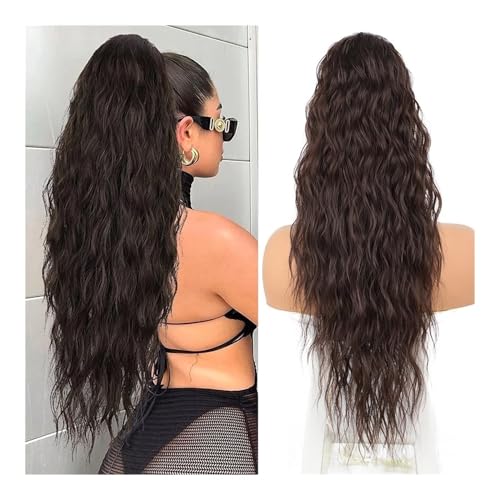 Pferdeschwanz Extensions Synthetische lange gewellte Pferdeschwanz-Extensions for Frauen, blond, mit Kordelzug, for Anklipsen Ponytail Extension(Brwon) von QRSTUVXZY
