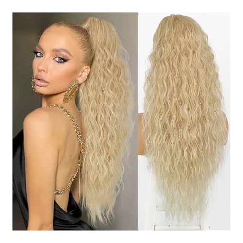 Pferdeschwanz Extensions Synthetische lange gewellte Pferdeschwanz-Extensions for Frauen, blond, mit Kordelzug, for Anklipsen Ponytail Extension(Dark Blonde) von QRSTUVXZY