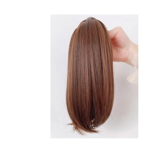Pferdeschwanz Extensions Synthetischer, kurzer, leicht nach oben gebogener, gerader Pferdeschwanz, Kralle, Clip-In-Haarverlängerung, süßes Pferdeschwanz-Haarteil for Frauen Ponytail Extension(Medium B von QRSTUVXZY