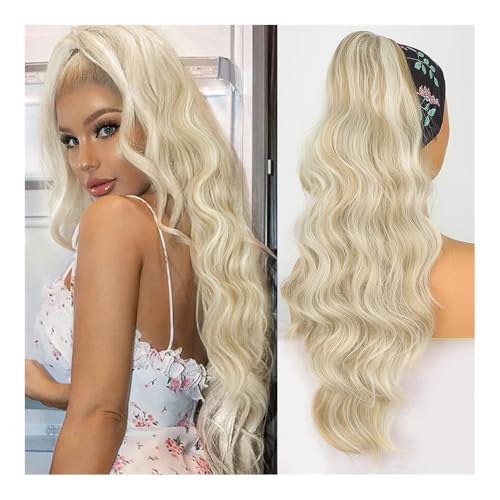 Pferdeschwanz Extensions Synthetischer, langer, gewellter Pferdeschwanz mit Kordelzug for Frauen, synthetische, gewellte Haarverlängerung for Anklipsen, Haarteil, Kunsthaar Ponytail Extension(White mi Pferdeschwanz Extensions Synthetischer, langer, gewellter Pferdeschwanz mit Kordelzug for Frauen, synthetische, gewellte Haarverlängerung for Anklipsen, Haarteil, Kunsthaar Ponytail Extension(White mi von QRSTUVXZY