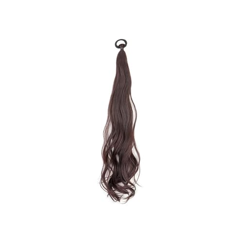Pferdeschwanz Extensions Synthetischer elastischer Pferdeschwanz aus Gummiband, süßes Mädchen, schwarz, lang, lockig, Pferdeschwanz, Haarverlängerung, hitzebeständige Haarteilperücke Ponytail Extensio von QRSTUVXZY