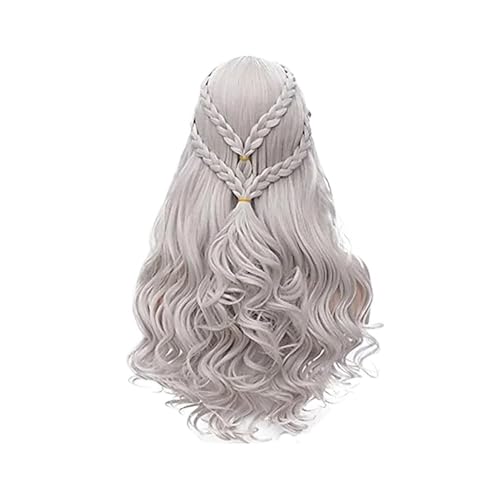 Synthetic Hair Cosplay Wigs Silver Long Braided Cosplay Wig for Women von QRSTUVXZY