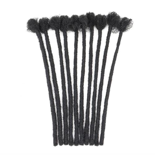 Synthetische 8 Zoll handgefertigte Dreadlocks 10 Stränge Locs Hip-Hop-Stil Zöpfe Haarverlängerung Häkelhaar for Männer Frauen(1B) von QRSTUVXZY