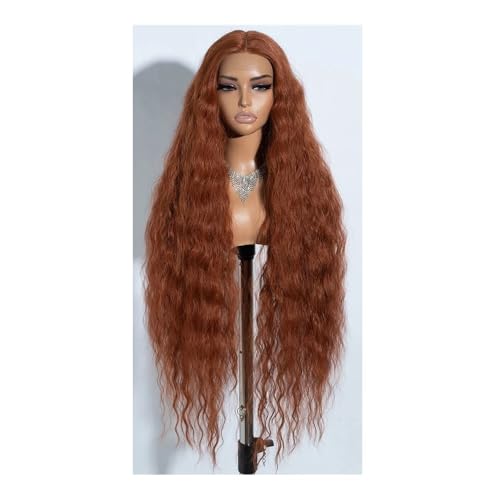 Synthetische Lace Front Lockenperücken for Frauen 42 Zoll Weiche gewellte Cosplay-Perücken Hitzebeständig(BROWN) von QRSTUVXZY