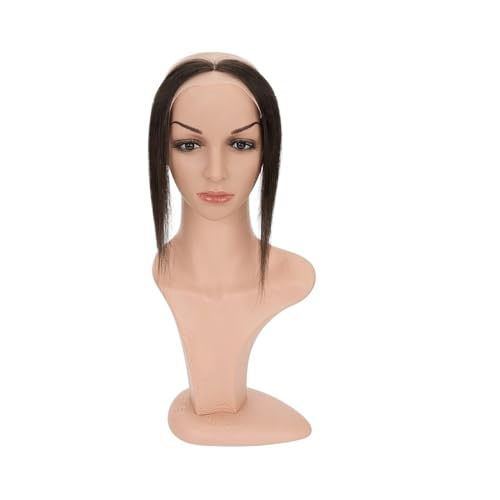 Topper for Frauen, Echthaar, 25,4 cm, natürlicher Haaransatz, Haarflecken, Haarausfall, Handhaken, Spitze, Einzelknoten, Haar, unsichtbares Haarteil(Natural Black) von QRSTUVXZY