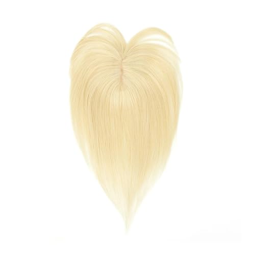 Topper mit Pony, Clip-in-Topper for Frauen, echtes Remy-Menschenhaar, Seidenbasis, Mittelteil, Haartoupet for dünner werdendes Haar(14inch,Blonde) von QRSTUVXZY