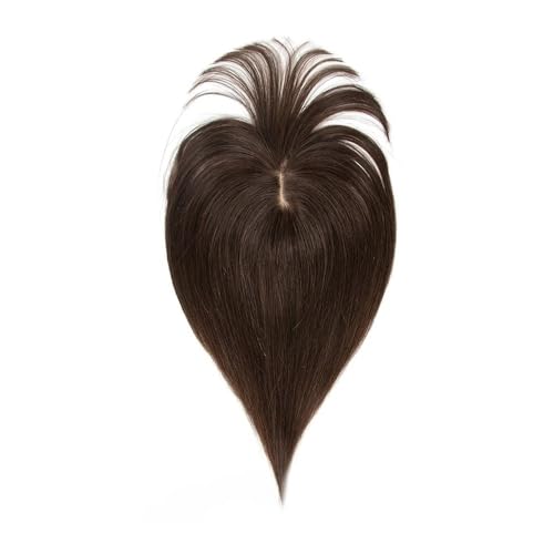 Topper mit Pony, Clip-in-Topper for Frauen, echtes Remy-Menschenhaar, Seidenbasis, Mittelteil, Haartoupet for dünner werdendes Haar(8inch,Chocolate brown) von QRSTUVXZY