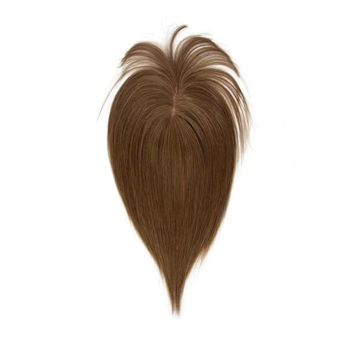 Topper mit Pony, Clip-in-Topper for Frauen, echtes Remy-Menschenhaar, Seidenbasis, Mittelteil, Haartoupet for dünner werdendes Haar(8inch,Light brown) von QRSTUVXZY