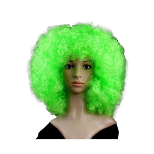 Verschiedene farbige Requisiten Clown Cosplay Fußballfans Afro Curly Perücke synthetisches lockiges Haar(Green) von QRSTUVXZY