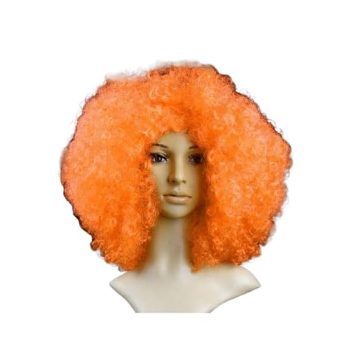 Verschiedene farbige Requisiten Clown Cosplay Fußballfans Afro Curly Perücke synthetisches lockiges Haar(Orange) von QRSTUVXZY