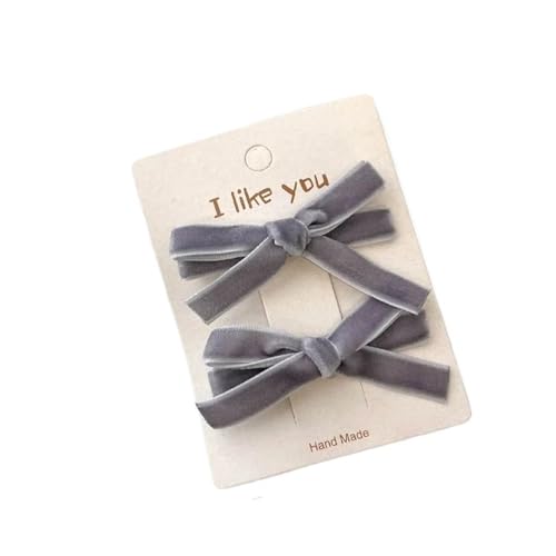 Haarspangen mit Schleife 2 Stück bunte Samtschleife Haarnadel Haarklammer Haarspangen for Mädchen Frauen Kinder Kinder als Geschenk Haarschmuck(2pc grey B) von QRXALISA