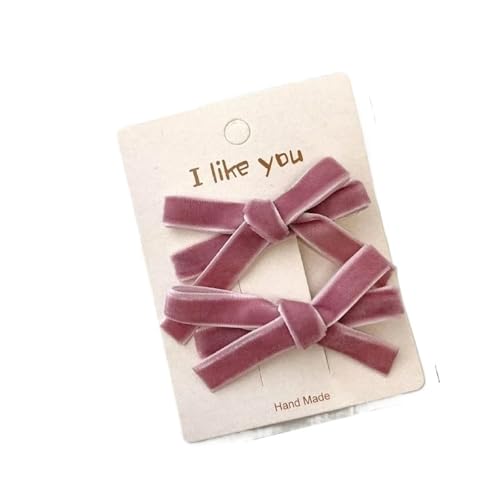 Haarspangen mit Schleife 2 Stück bunte Samtschleife Haarnadel Haarklammer Haarspangen for Mädchen Frauen Kinder Kinder als Geschenk Haarschmuck(2pc pink) von QRXALISA