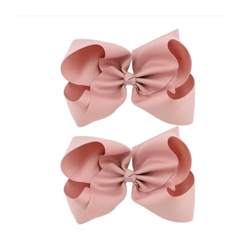Haarspangen mit Schleife 2 Teile/los 6''Solid Farbe Grosgrain-Band Beugt Haar Clips for Nette Mädchen Große Handgemachte Haarnadeln Barrettes Kinder Haar Zubehör(Blush) von QRXALISA