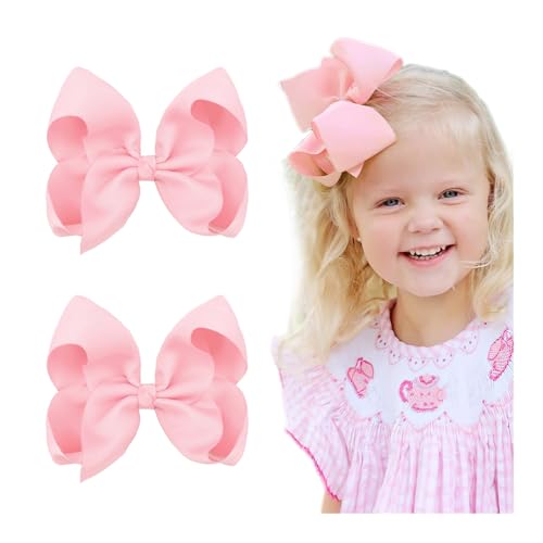 Haarspangen mit Schleife 2 Teile/los 6''Solid Farbe Grosgrain-Band Beugt Haar Clips for Nette Mädchen Große Handgemachte Haarnadeln Barrettes Kinder Haar Zubehör(Pink) von QRXALISA