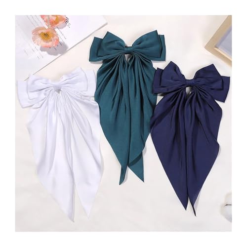 Haarspangen mit Schleife 3Pcs Elegante Band Bogen Haar Clip Mode Einfache Feste Farbe Satin Bowknot Haarnadeln Barrettes Frauen Haar Zubehör(4570-8) von QRXALISA