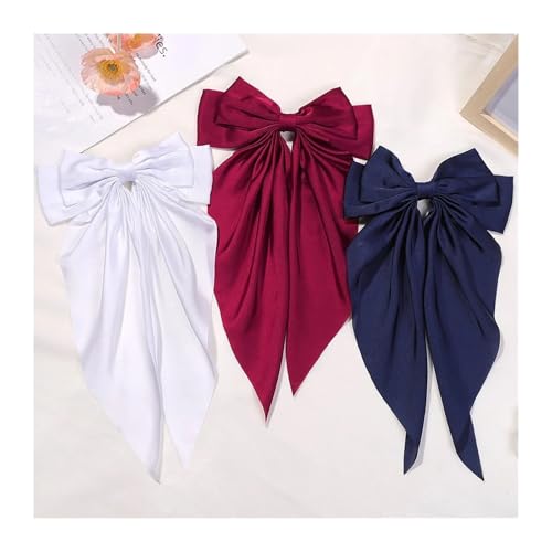 Haarspangen mit Schleife 3Pcs Elegante Band Bogen Haar Clip Mode Einfache Feste Farbe Satin Bowknot Haarnadeln Barrettes Frauen Haar Zubehör(4570-9) von QRXALISA