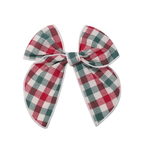 Haarspangen mit Schleife 5 Stück 5,7 Zoll Cheer Bowknot Haarnadel Plaid Weihnachten Farbe Stoff Haarspangen handgefertigt for Kinder Haarschmuck(3695-6) von QRXALISA