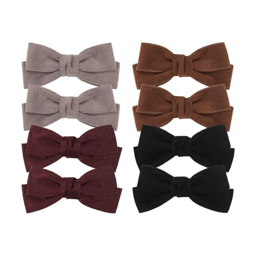 Haarspangen mit Schleife 8 Teile/satz Herbst Winter 4 Zoll Bogen Beflockung Haar Clips for Frauen Mädchen Haar Zubehör Kopfbedeckungen(8pcs 4pairs-3) von QRXALISA