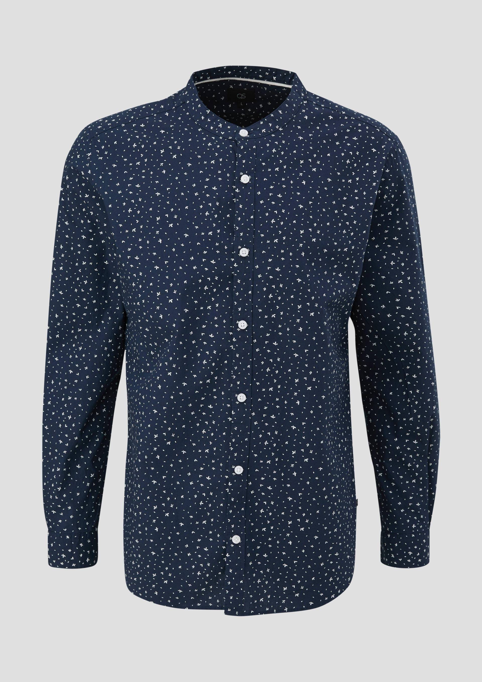 QS - Baumwollhemd mit All-over-Print, Herren, blau von QS