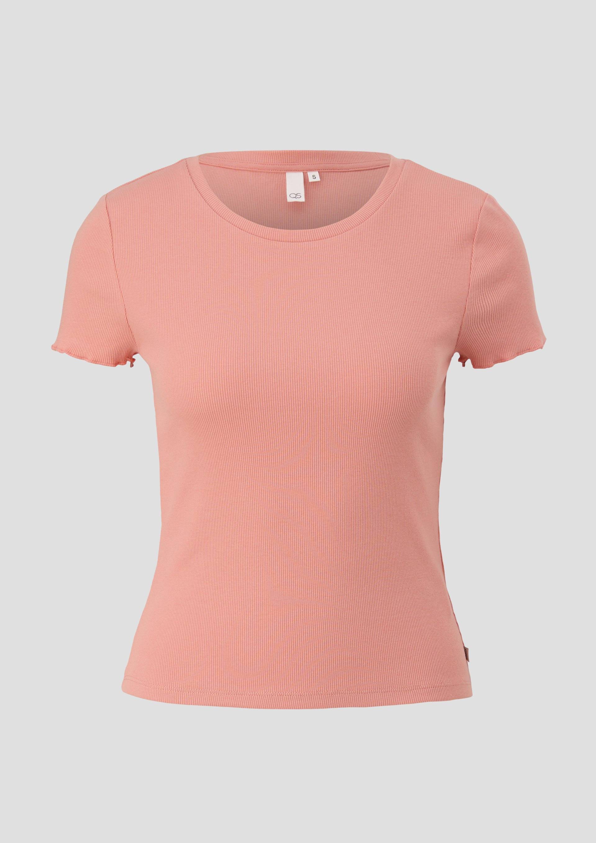 QS - Cropped Top mit Rippstruktur, Damen, Orange von QS