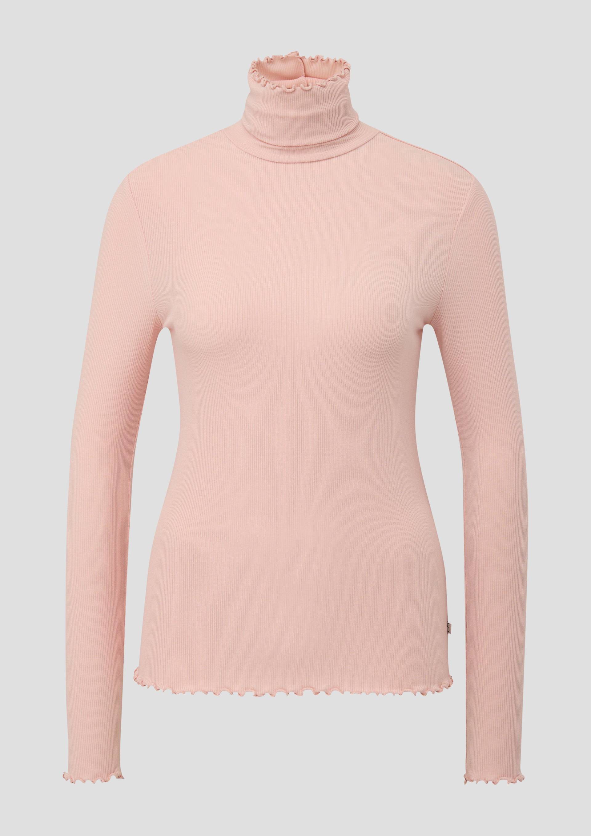 QS - Geripptes Longsleeve aus Modalmix, Damen, Rosa von QS